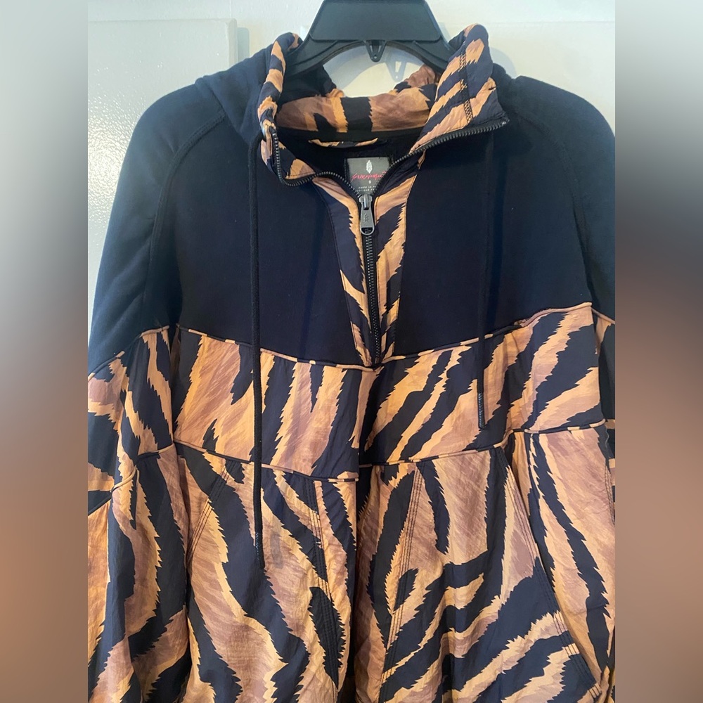 FP Movement by Free People Black and Tan Tiger-Print Bomber Jacket